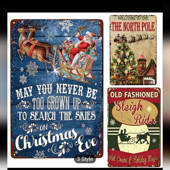 ONE Christmas Vintage Reproduction Metal Tin Sign 8X12". MESSAGE ME WITH… - Picture 7 of 11